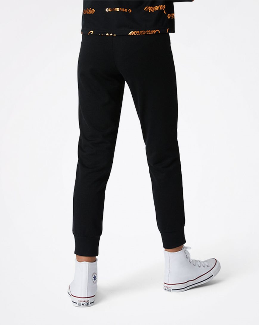 Girls' Converse Shiny Wordmark Jogger Black | AU 385C0U